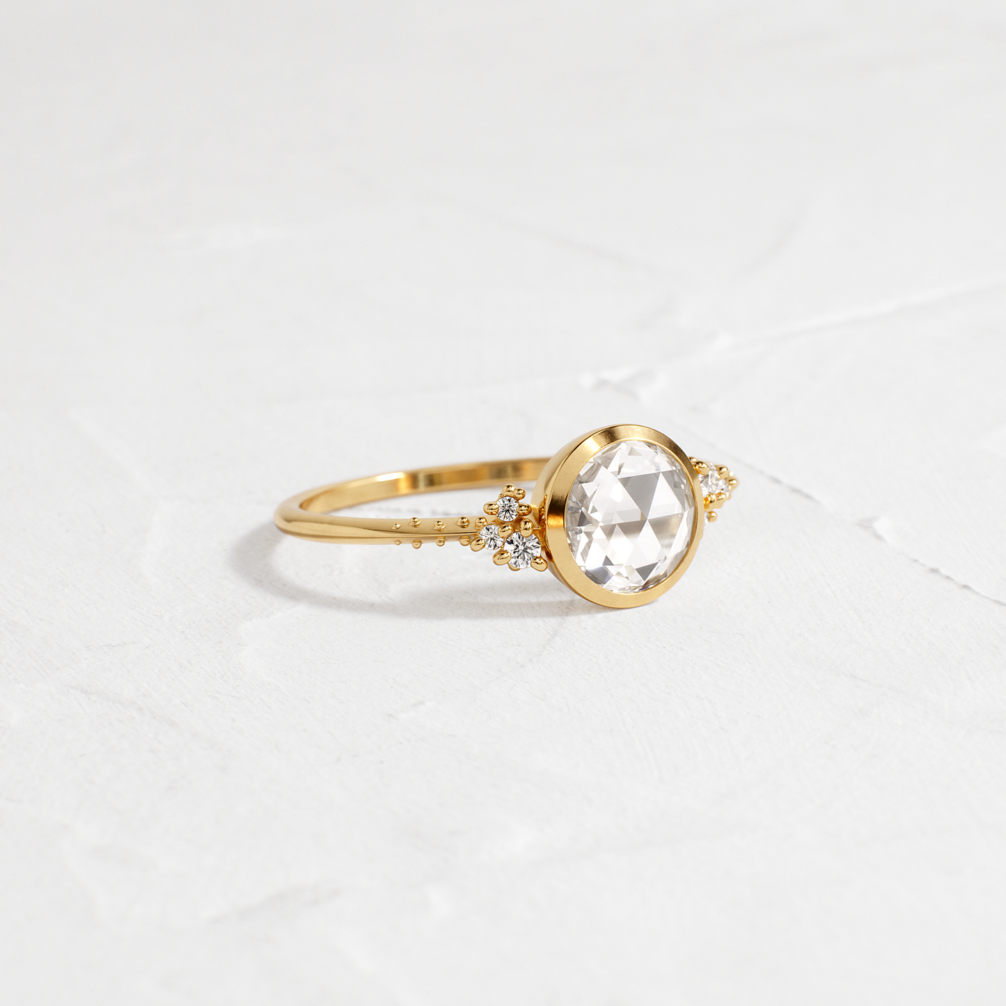 Bezel & Cluster-Rose Cut Lab Grown Diamond Engagement Ring