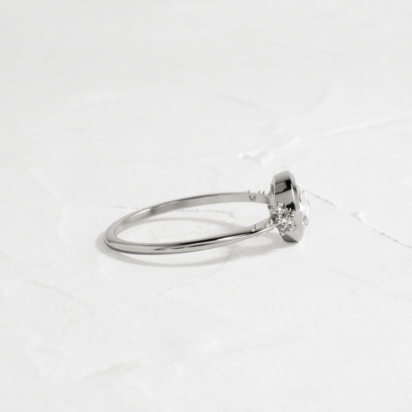 Bezel & Cluster-Rose Cut Lab Grown Diamond Engagement Ring