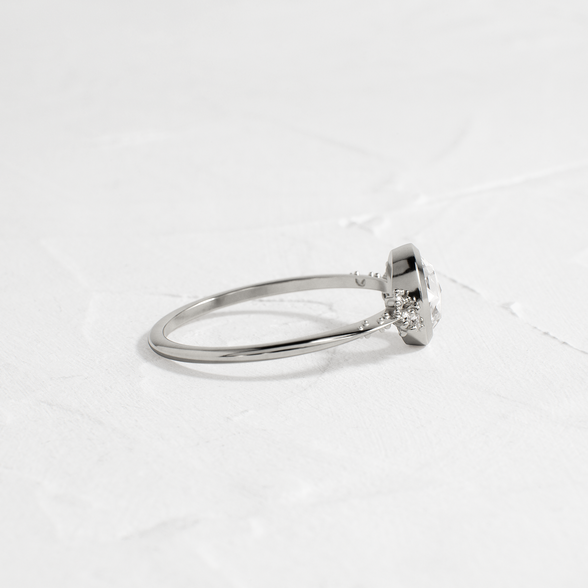 Bezel & Cluster-Rose Cut Lab Grown Diamond Engagement Ring