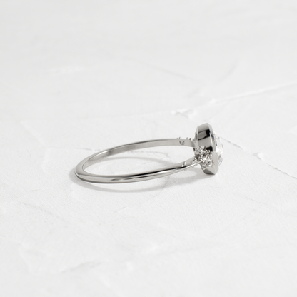 Bezel & Cluster-Rose Cut Lab Grown Diamond Engagement Ring