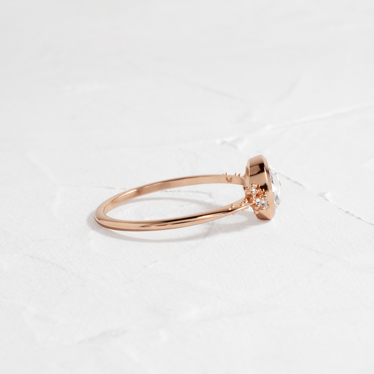 Bezel & Cluster-Rose Cut Lab Grown Diamond Engagement Ring