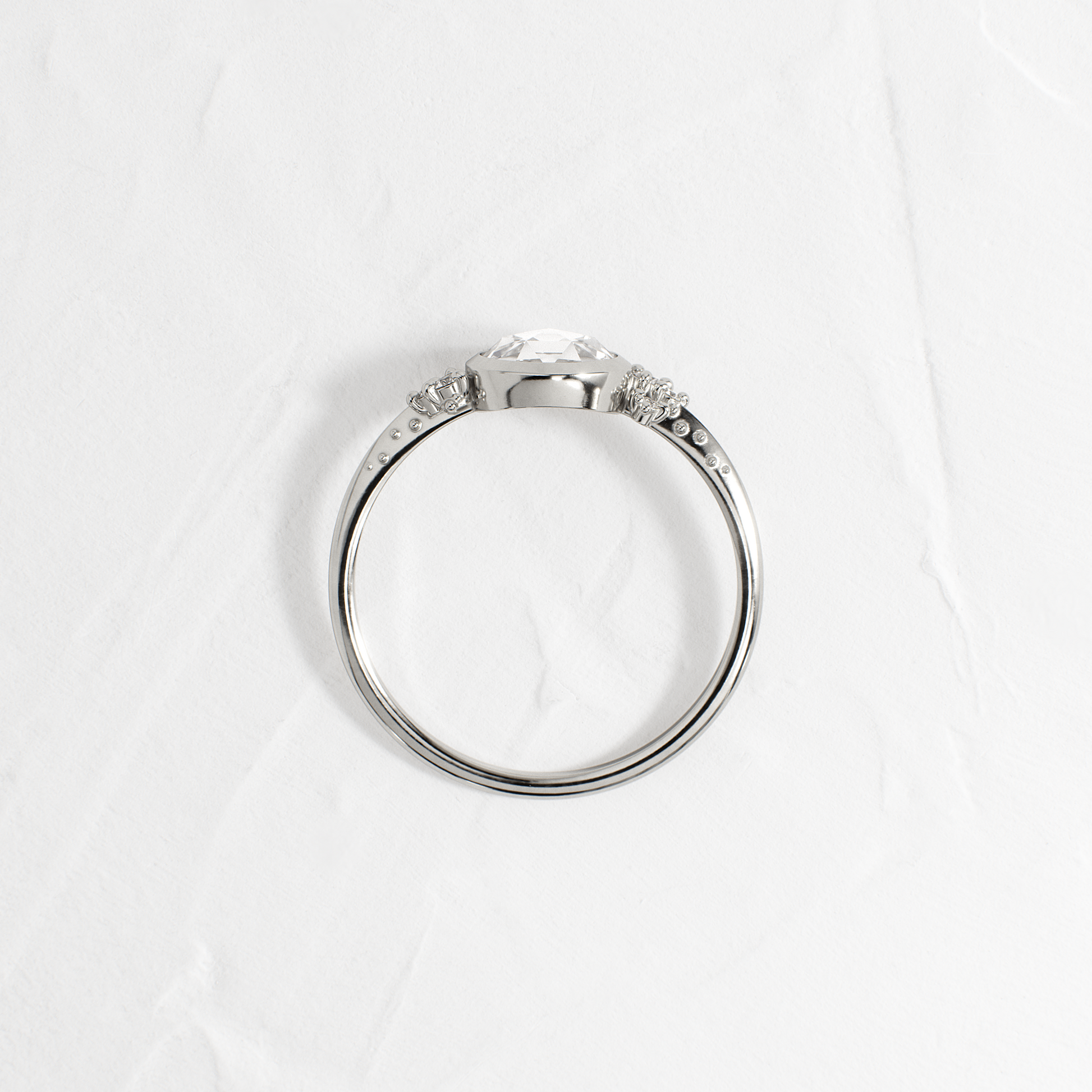 Bezel & Cluster-Rose Cut Lab Grown Diamond Engagement Ring