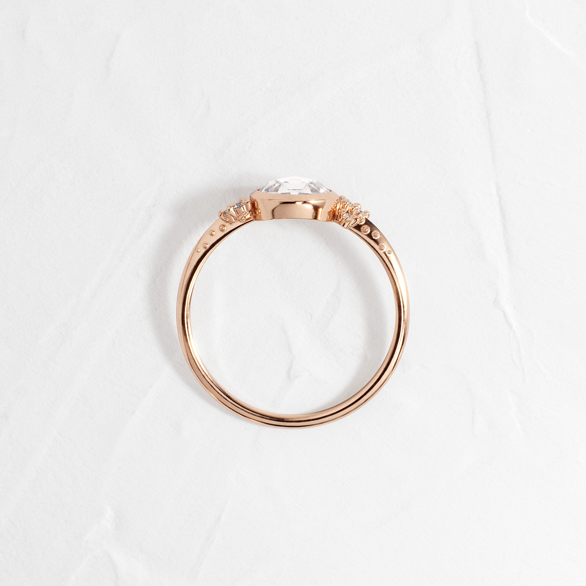 Bezel & Cluster-Rose Cut Lab Grown Diamond Engagement Ring