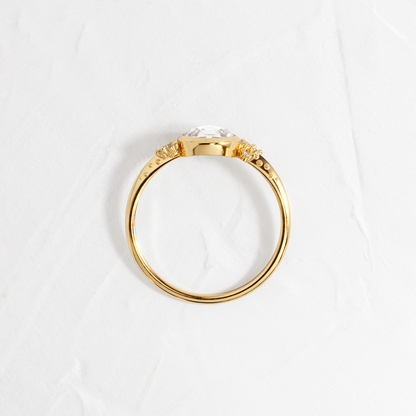 Bezel & Cluster-Rose Cut Lab Grown Diamond Engagement Ring