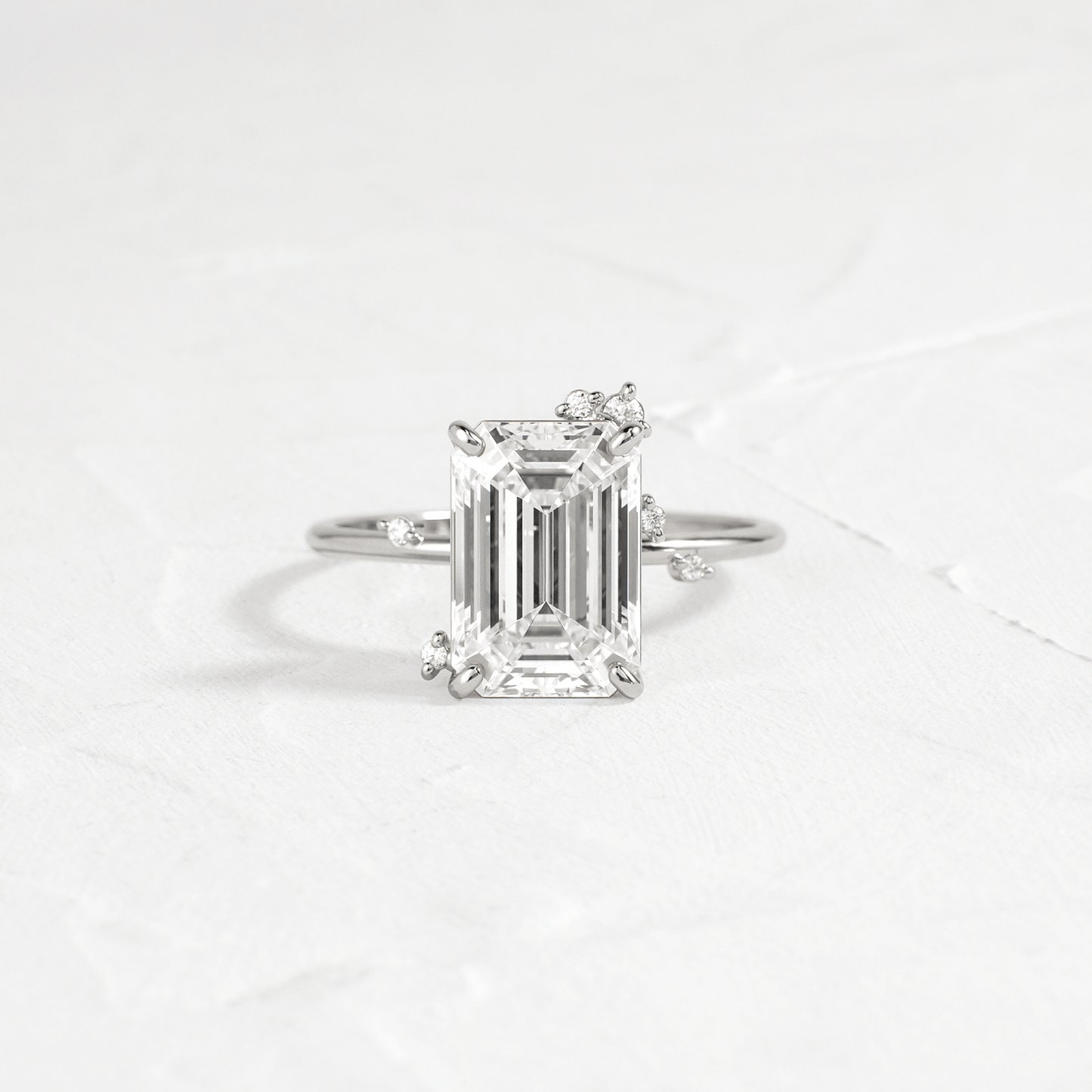 Cluster-Emerald Lab Grown Diamond Engagement Ring