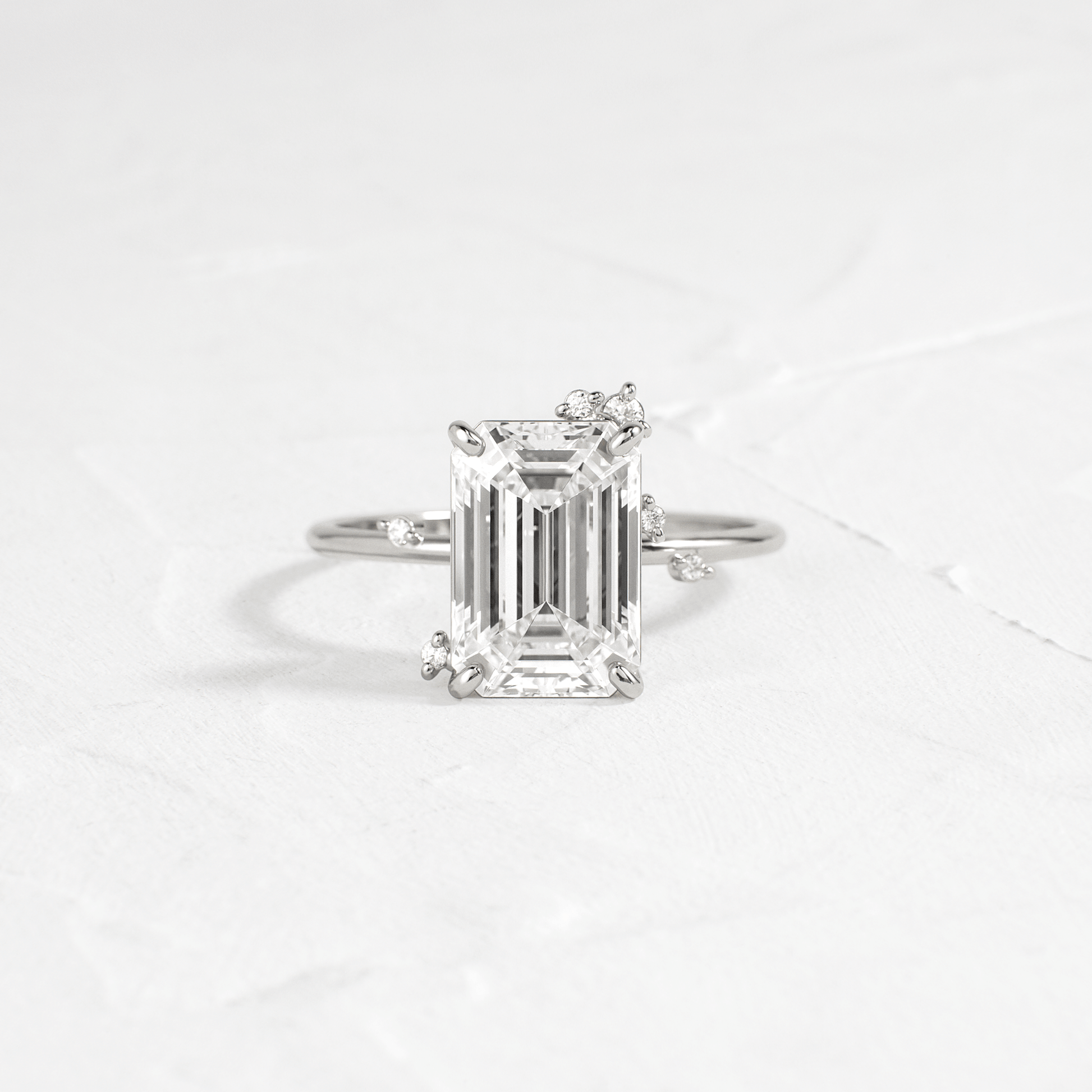 Cluster-Emerald Lab Grown Diamond Engagement Ring