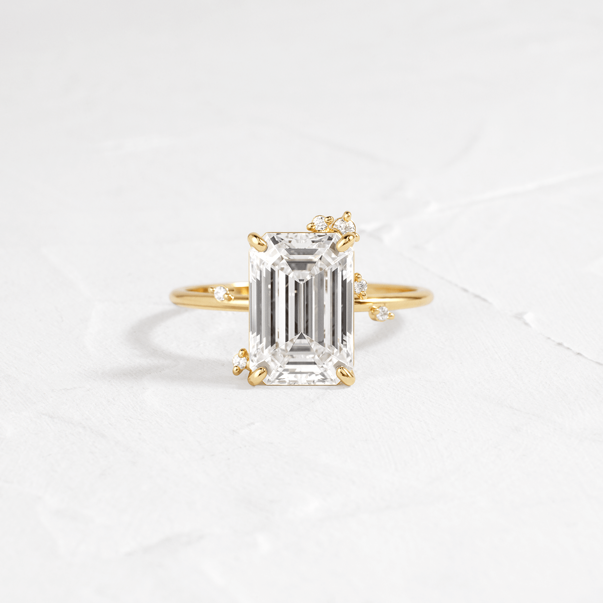 Cluster-Emerald Lab Grown Diamond Engagement Ring