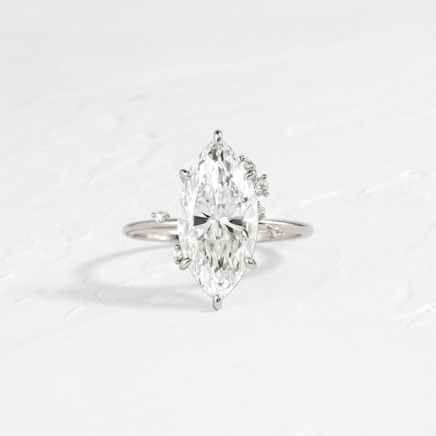 Cluster-Marquise Lab Grown Diamond Engagement Ring