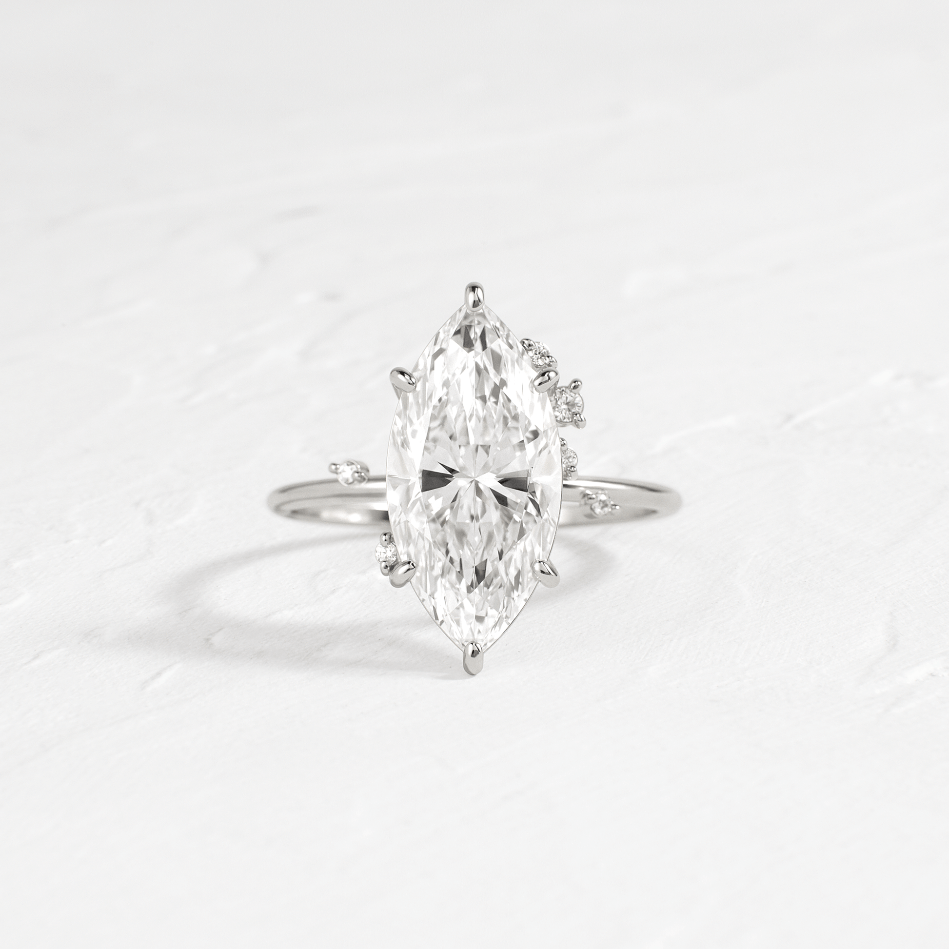 Cluster-Marquise Lab Grown Diamond Engagement Ring