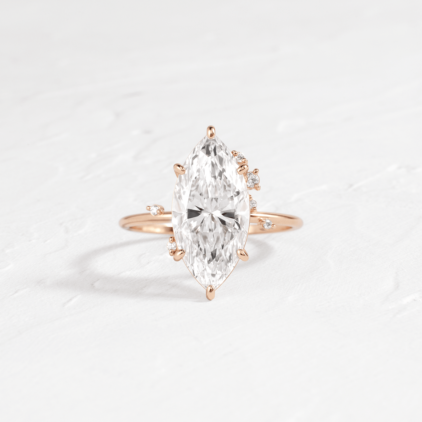 Cluster-Marquise Lab Grown Diamond Engagement Ring