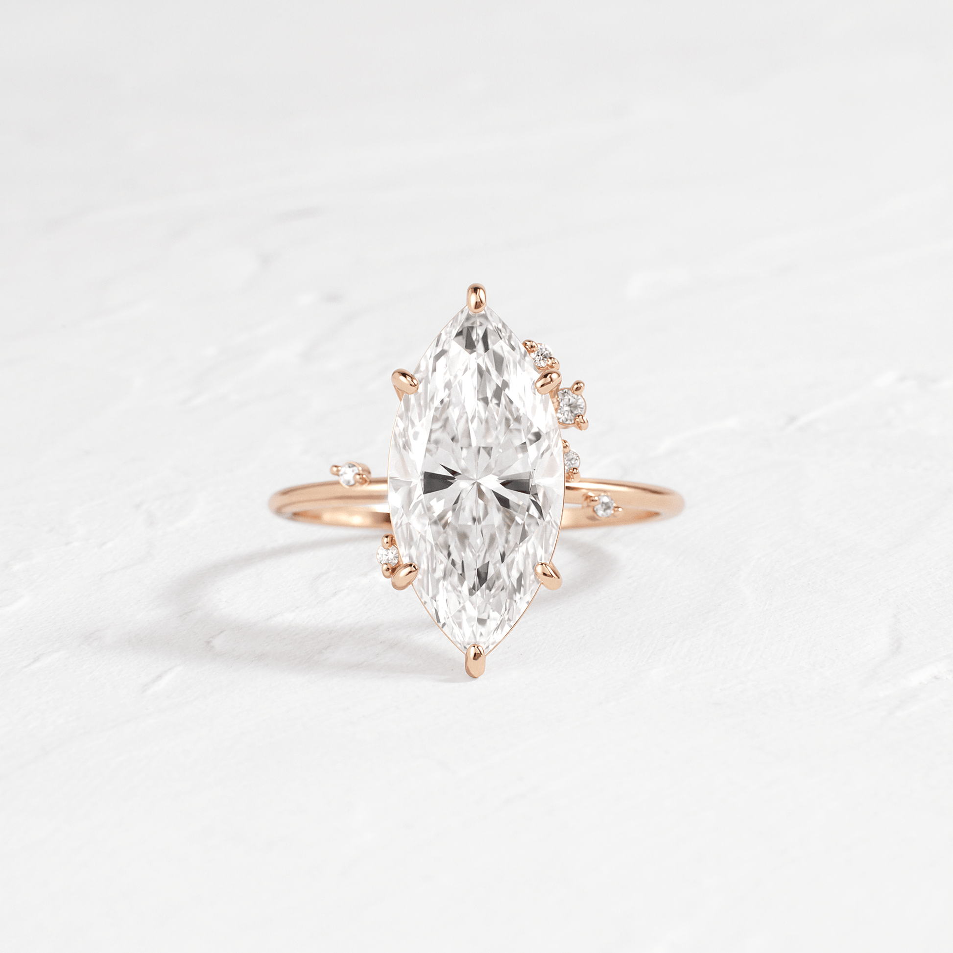 Cluster-Marquise Lab Grown Diamond Engagement Ring