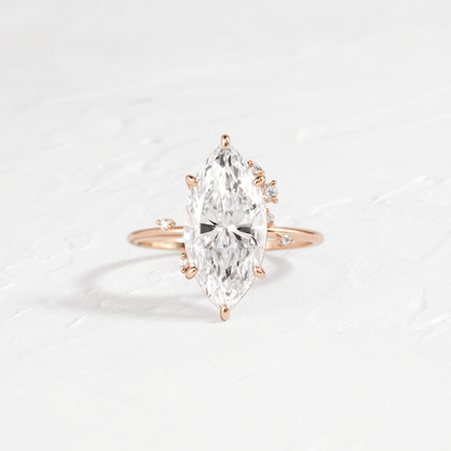 Cluster-Marquise Lab Grown Diamond Engagement Ring