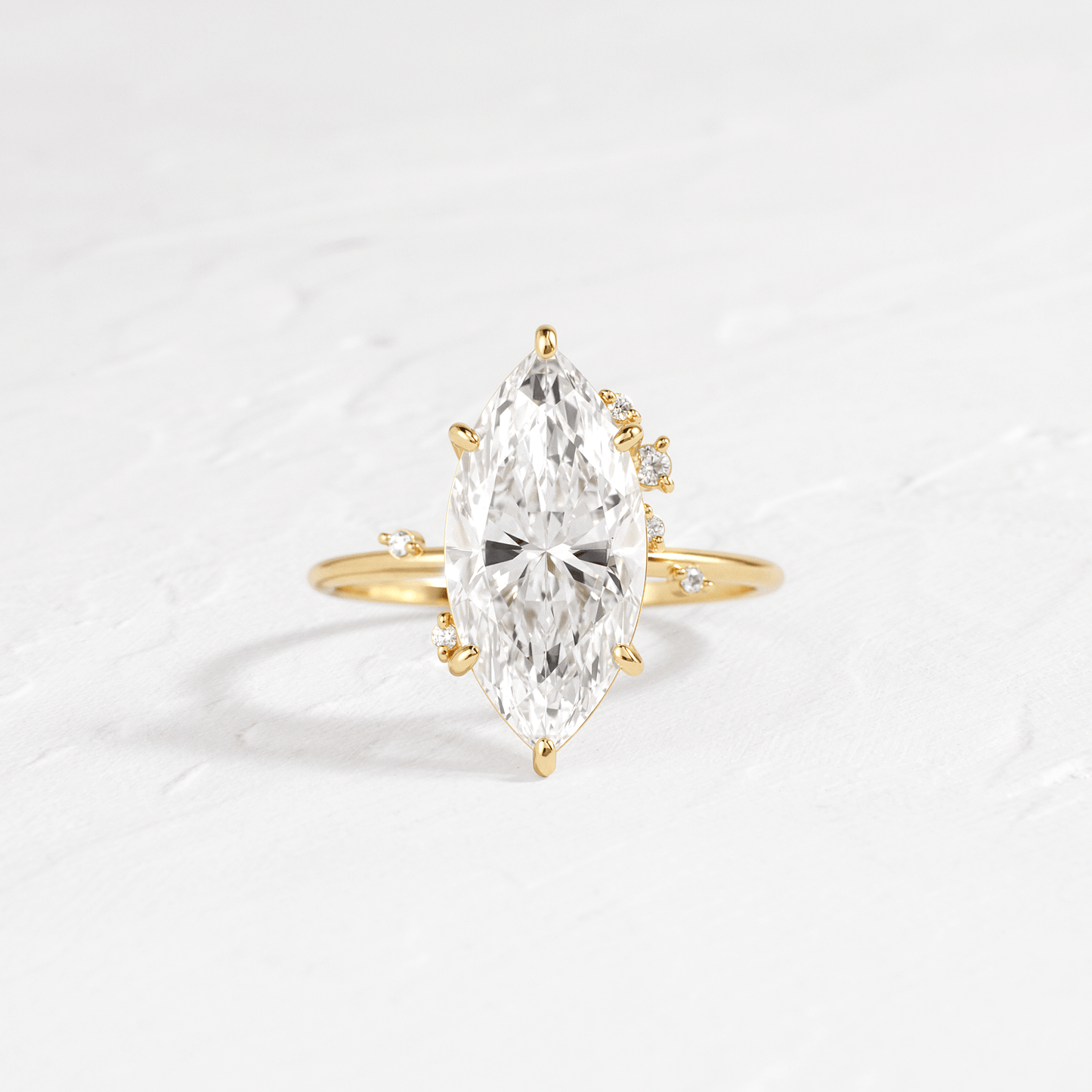 Cluster-Marquise Lab Grown Diamond Engagement Ring