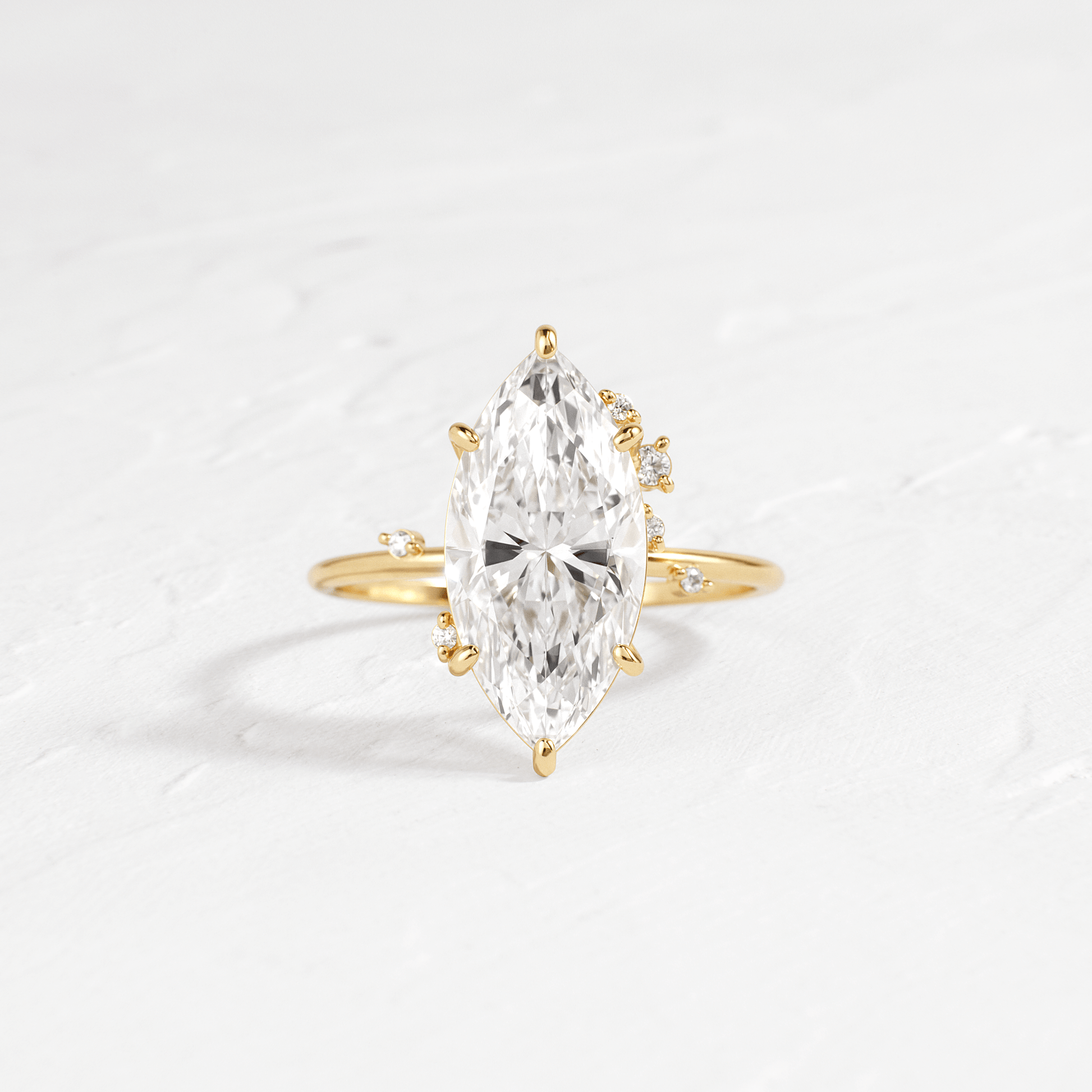 Cluster-Marquise Lab Grown Diamond Engagement Ring