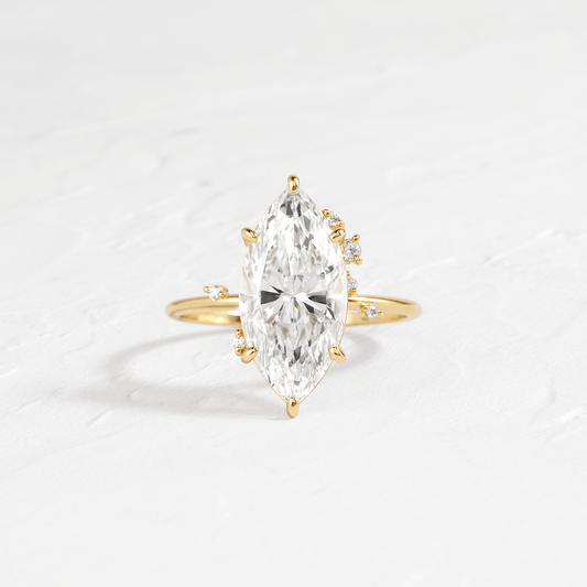 Cluster-Marquise Lab Grown Diamond Engagement Ring