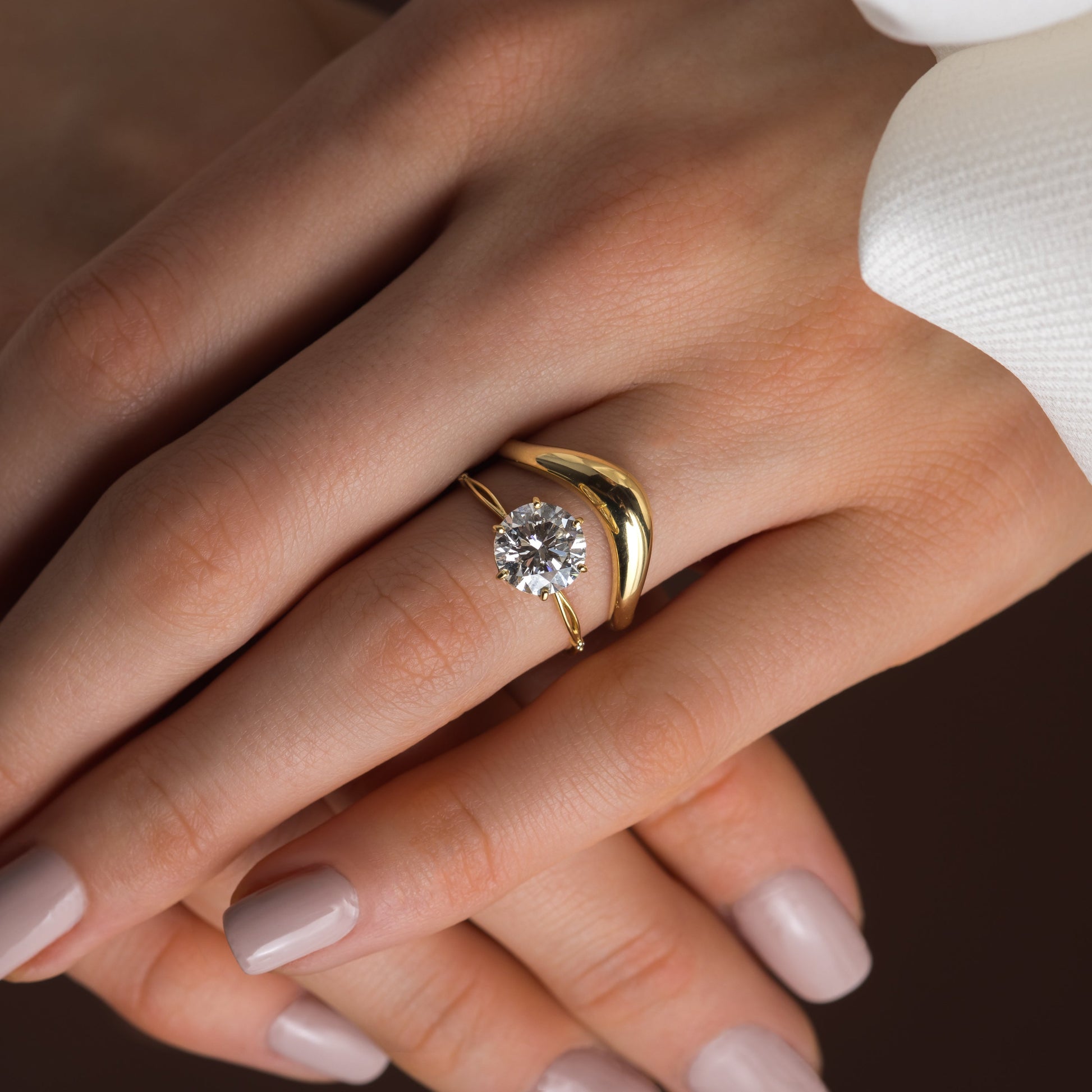 Criss Cross Dainty Pave-Round Lab Grown Diamond Engagement Ring