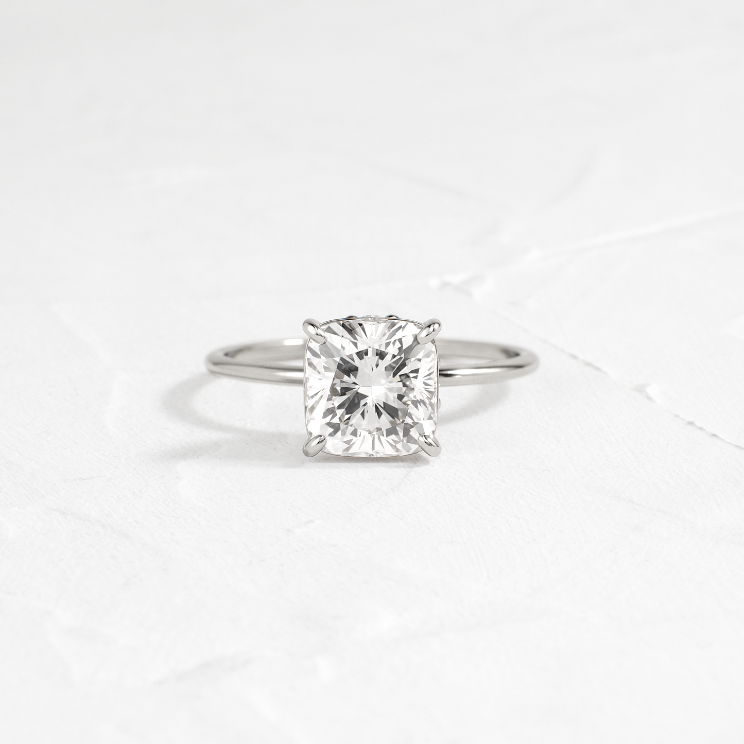 Solitaire-Cushion Lab Grown Diamond Engagement Ring