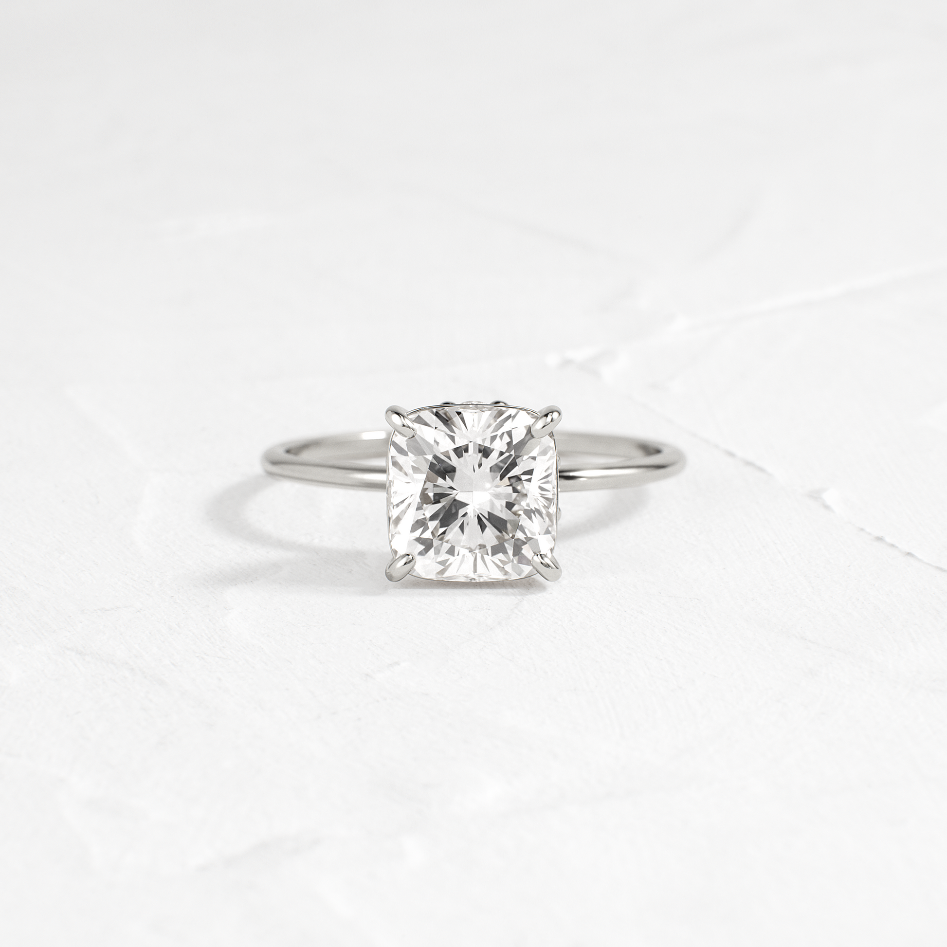 Solitaire-Cushion Lab Grown Diamond Engagement Ring