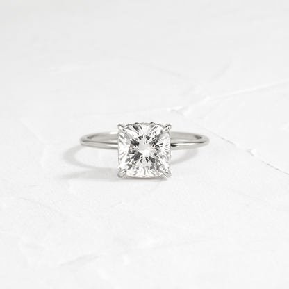Solitaire-Cushion Lab Grown Diamond Engagement Ring