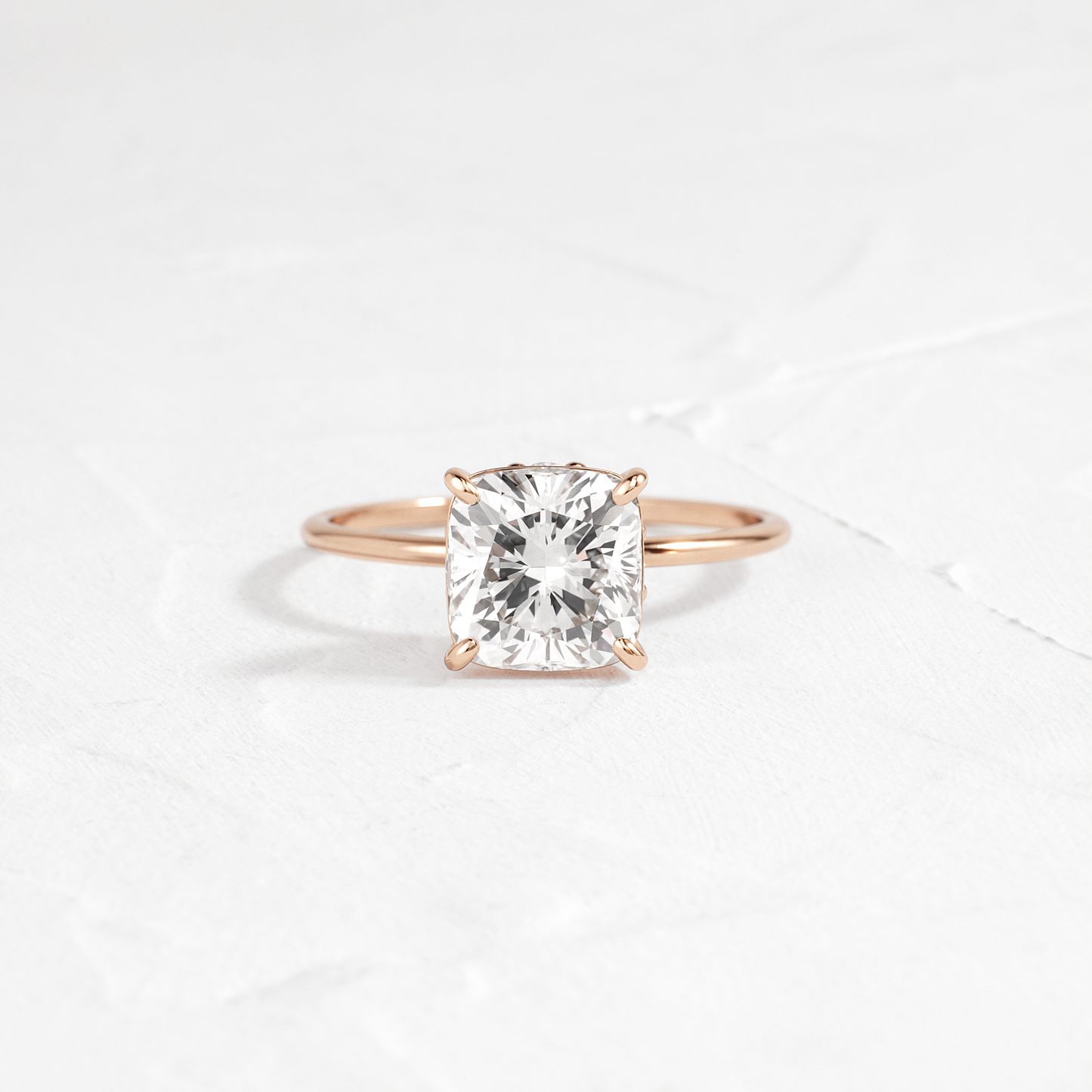 Solitaire-Cushion Lab Grown Diamond Engagement Ring