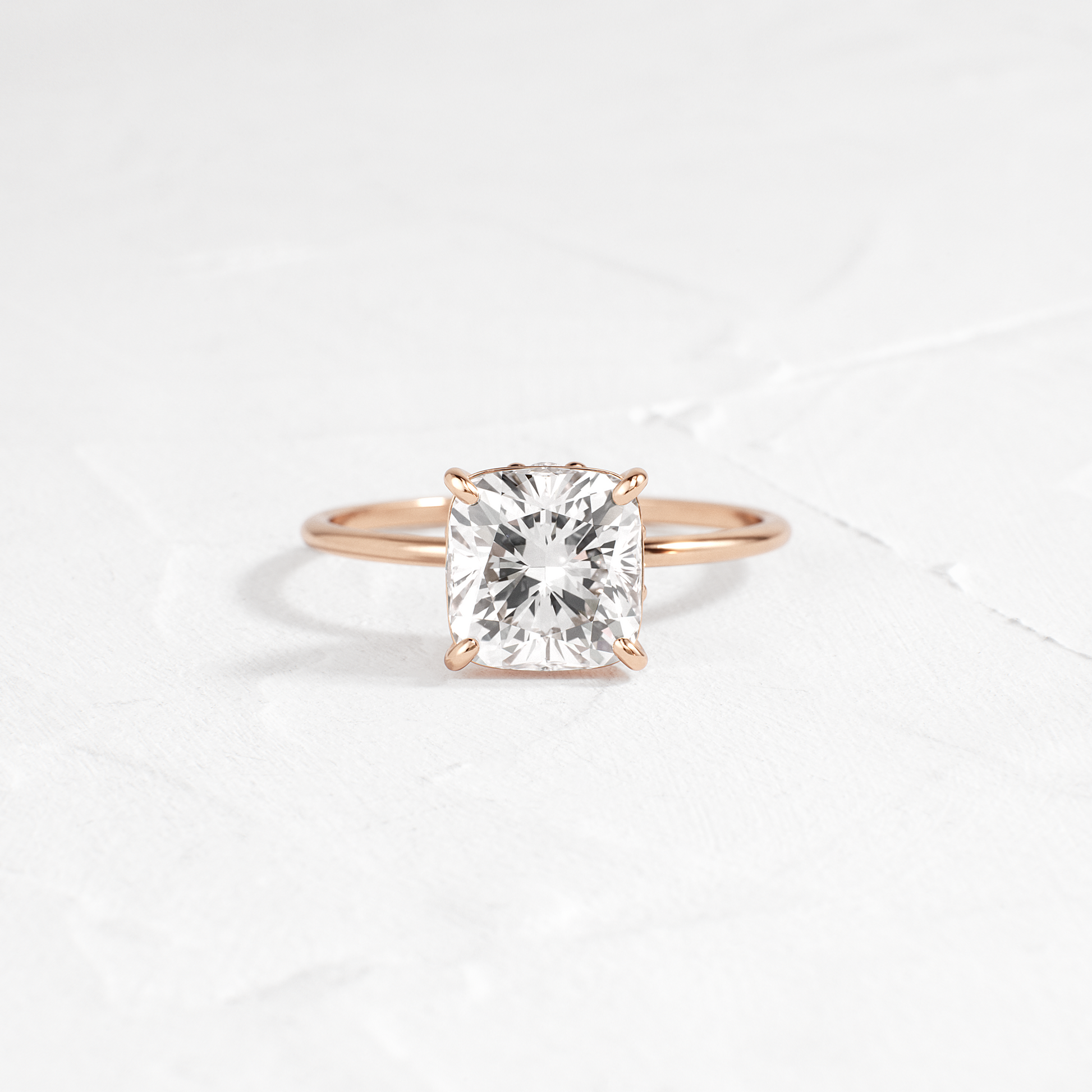 Solitaire-Cushion Lab Grown Diamond Engagement Ring