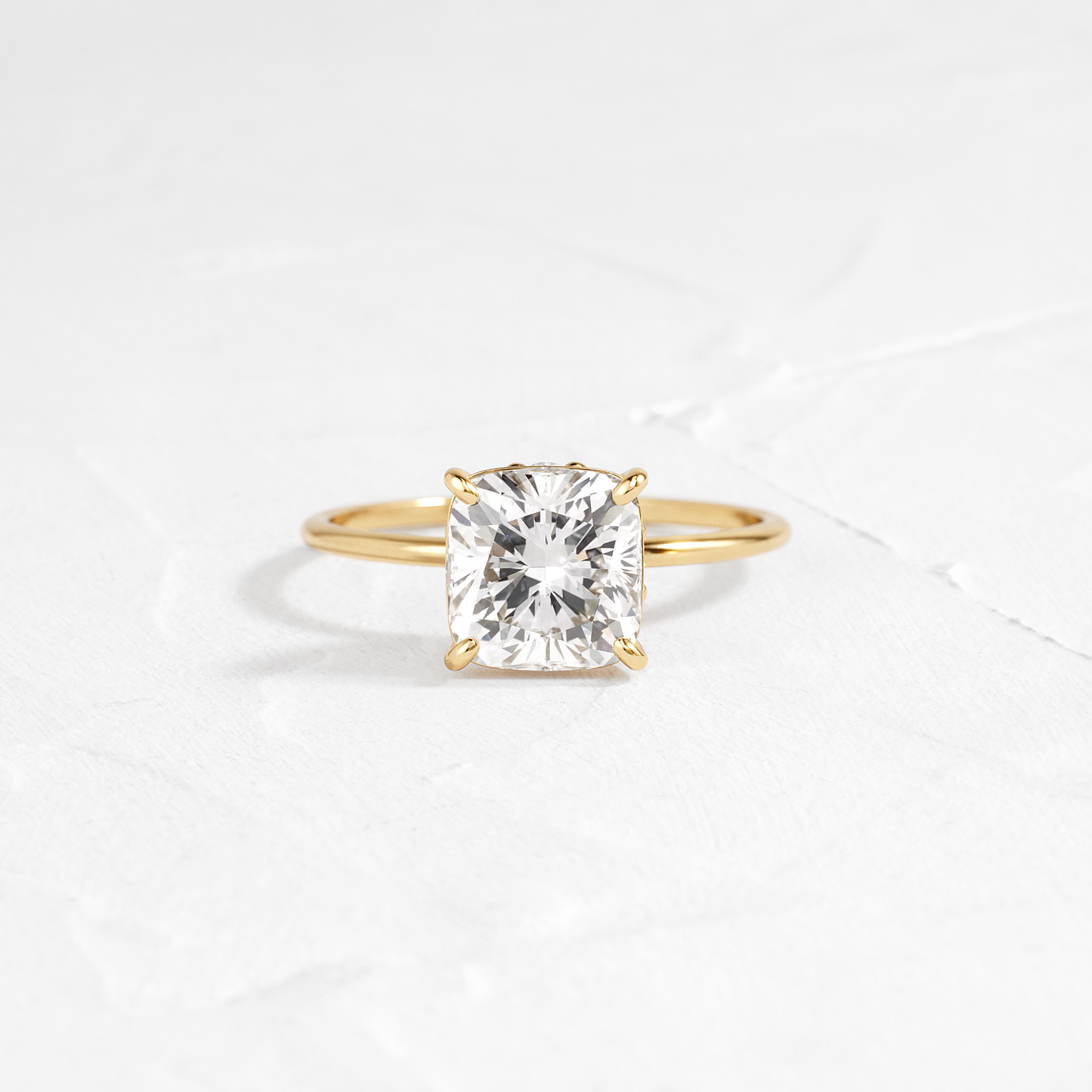 Solitaire-Cushion Lab Grown Diamond Engagement Ring