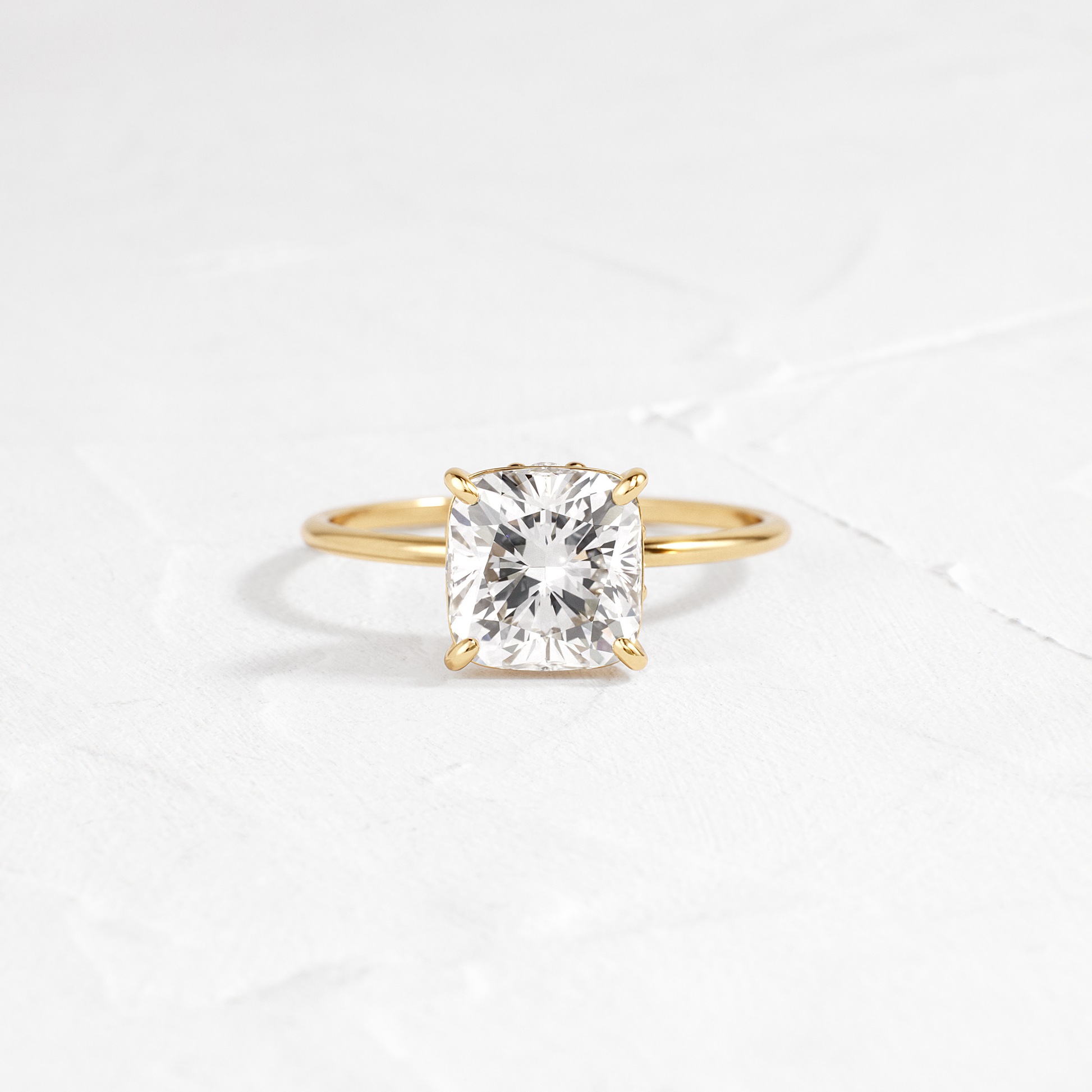 Solitaire-Cushion Lab Grown Diamond Engagement Ring