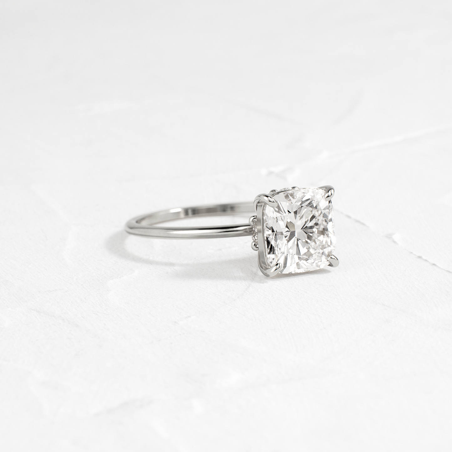 Solitaire-Cushion Lab Grown Diamond Engagement Ring