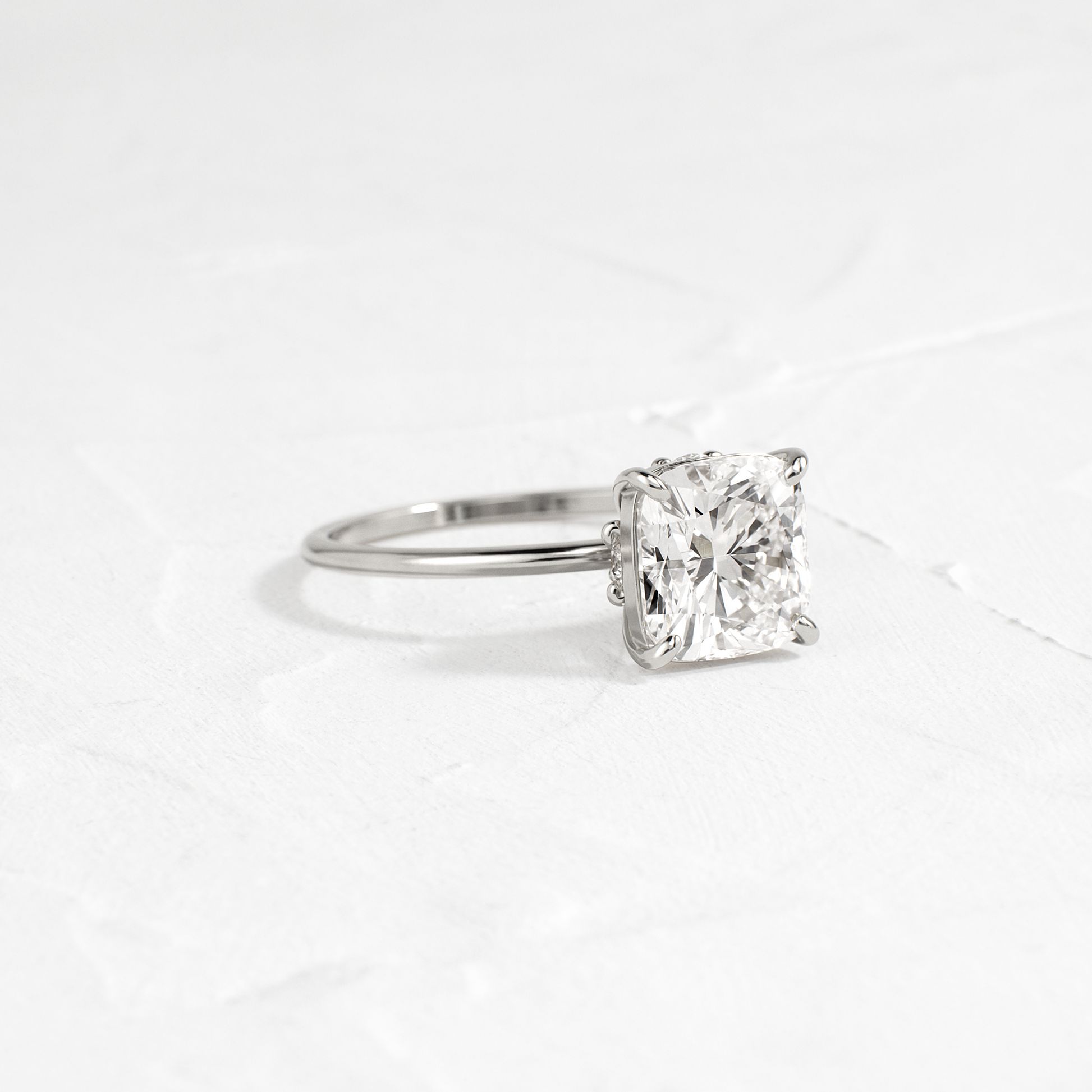 Solitaire-Cushion Lab Grown Diamond Engagement Ring