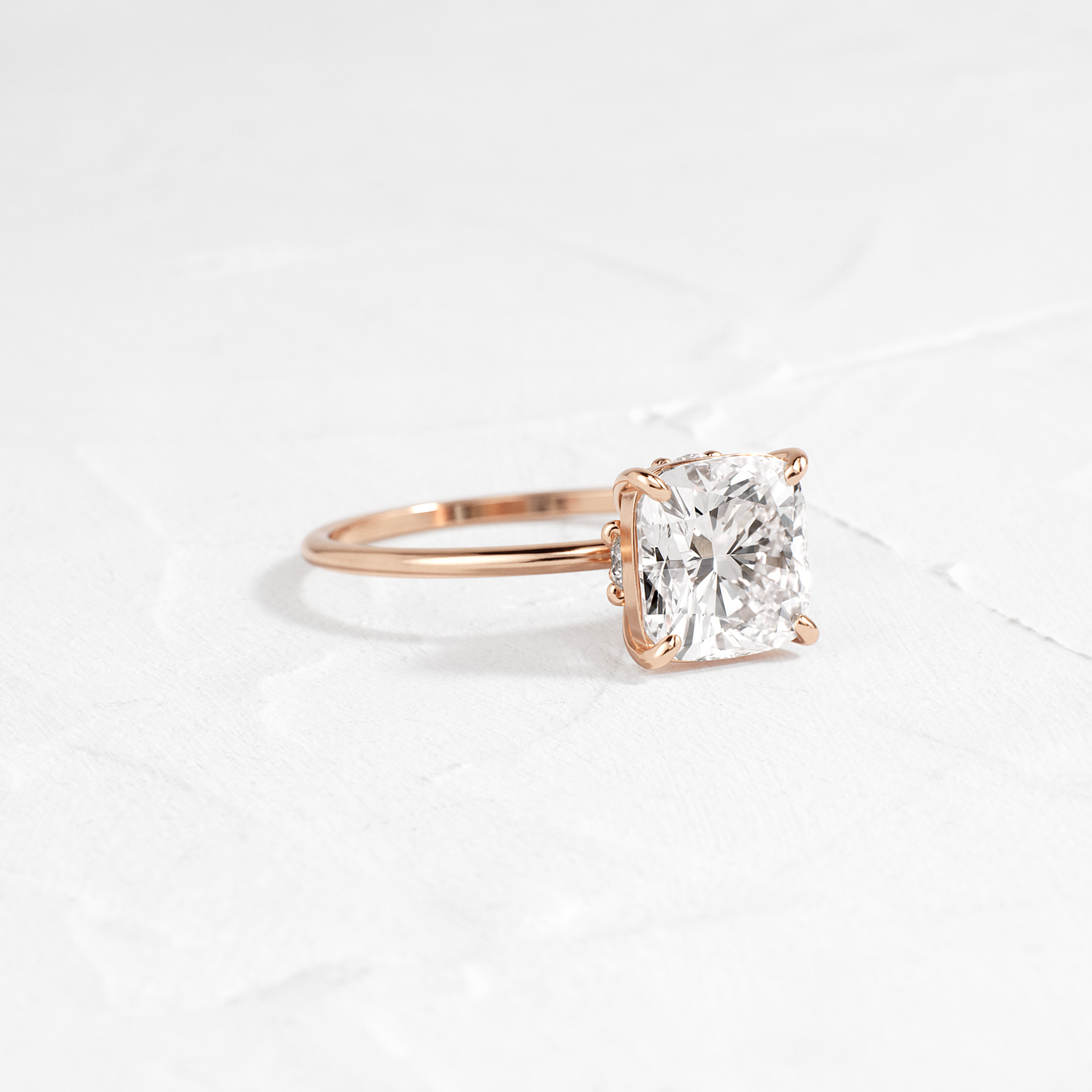 Solitaire-Cushion Lab Grown Diamond Engagement Ring