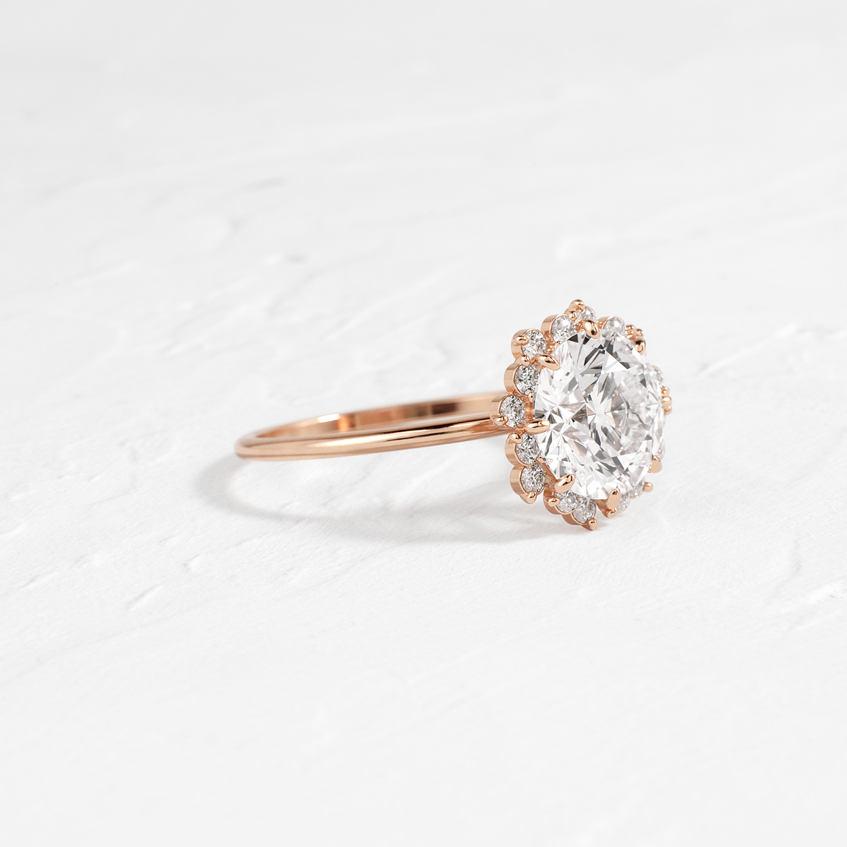 Halo-Round Lab Grown Diamond Engagement Ring