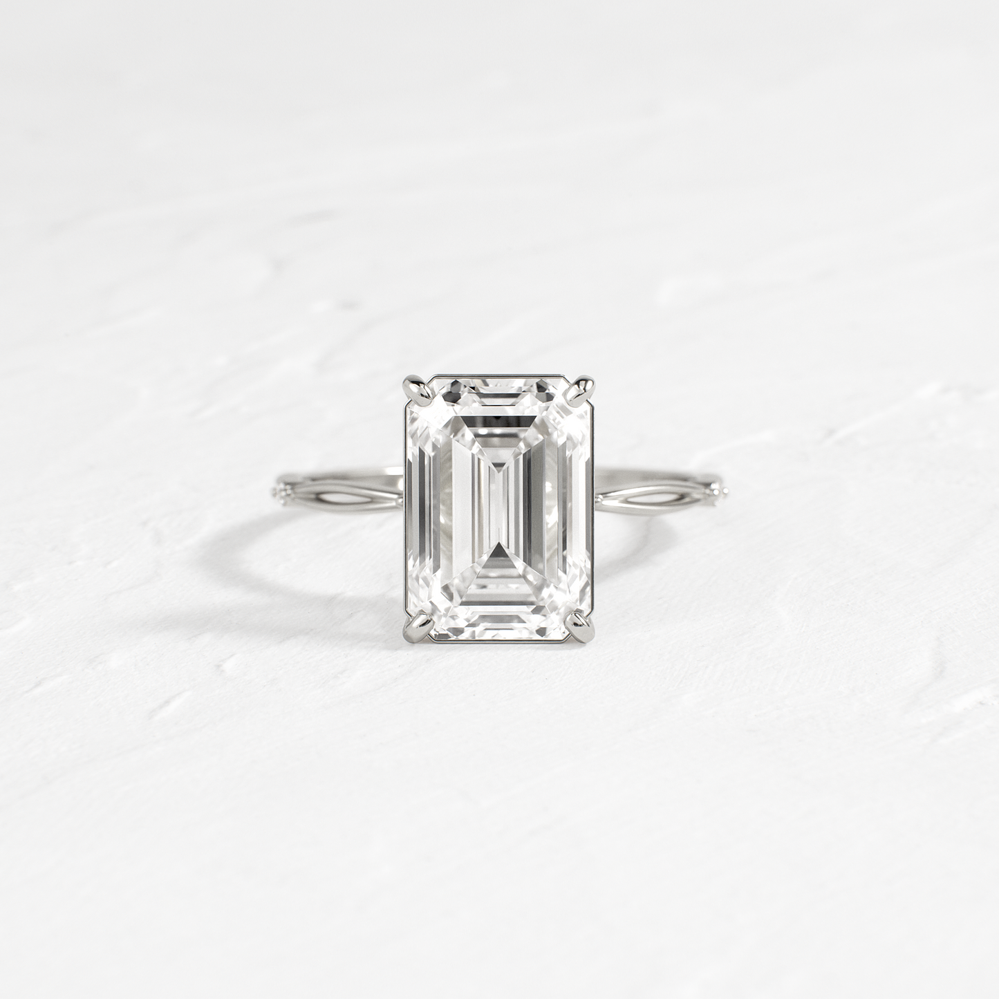 Criss Cross-Emerald Lab Grown Diamond Engagement Ring