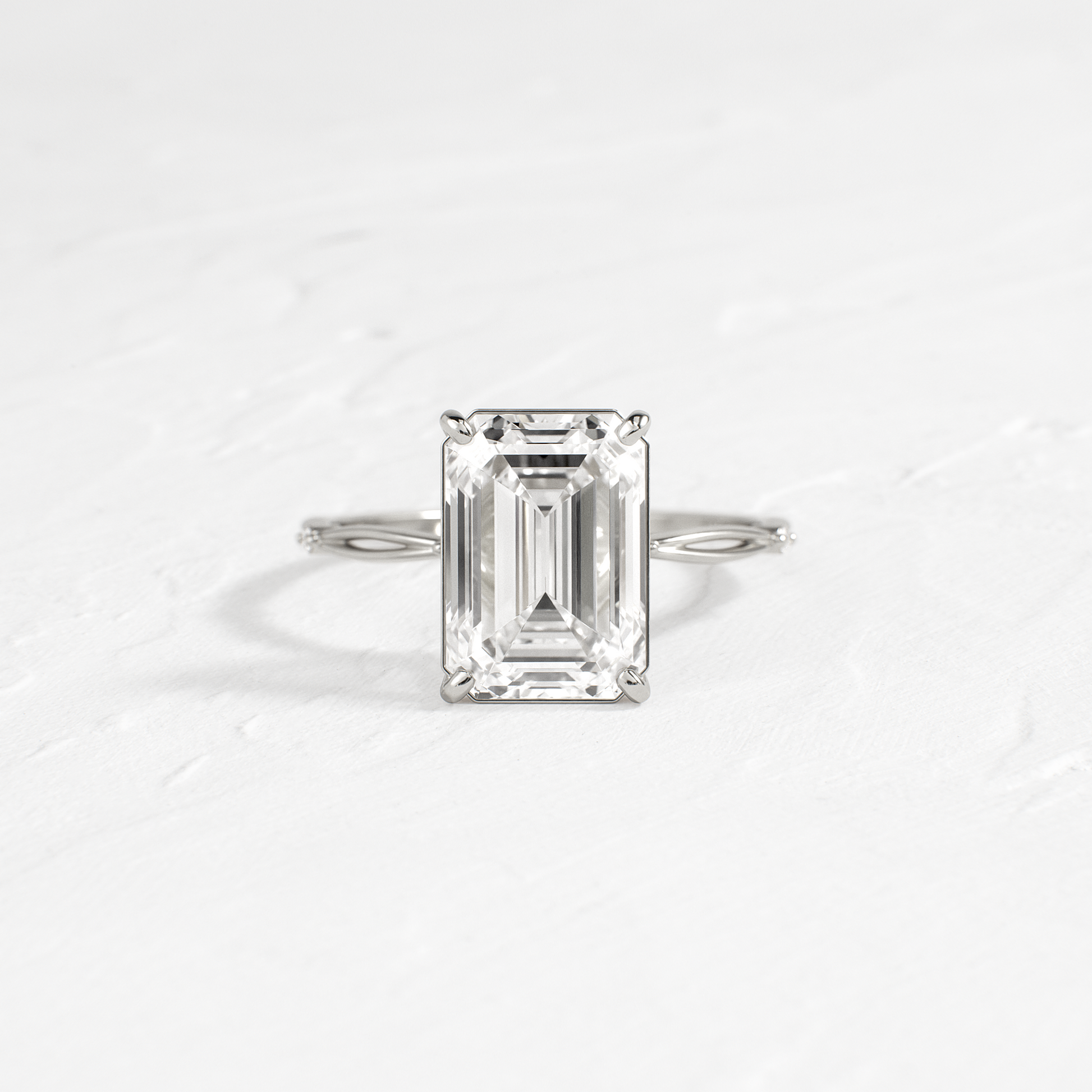 Criss Cross-Emerald Lab Grown Diamond Engagement Ring