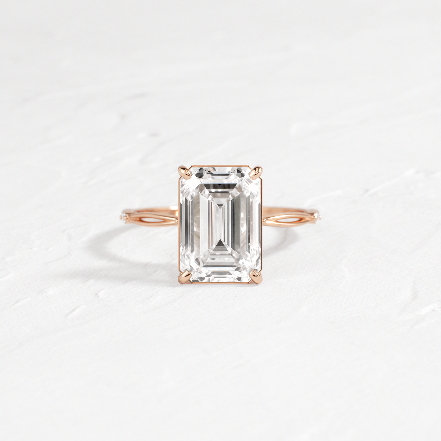 Criss Cross-Emerald Lab Grown Diamond Engagement Ring