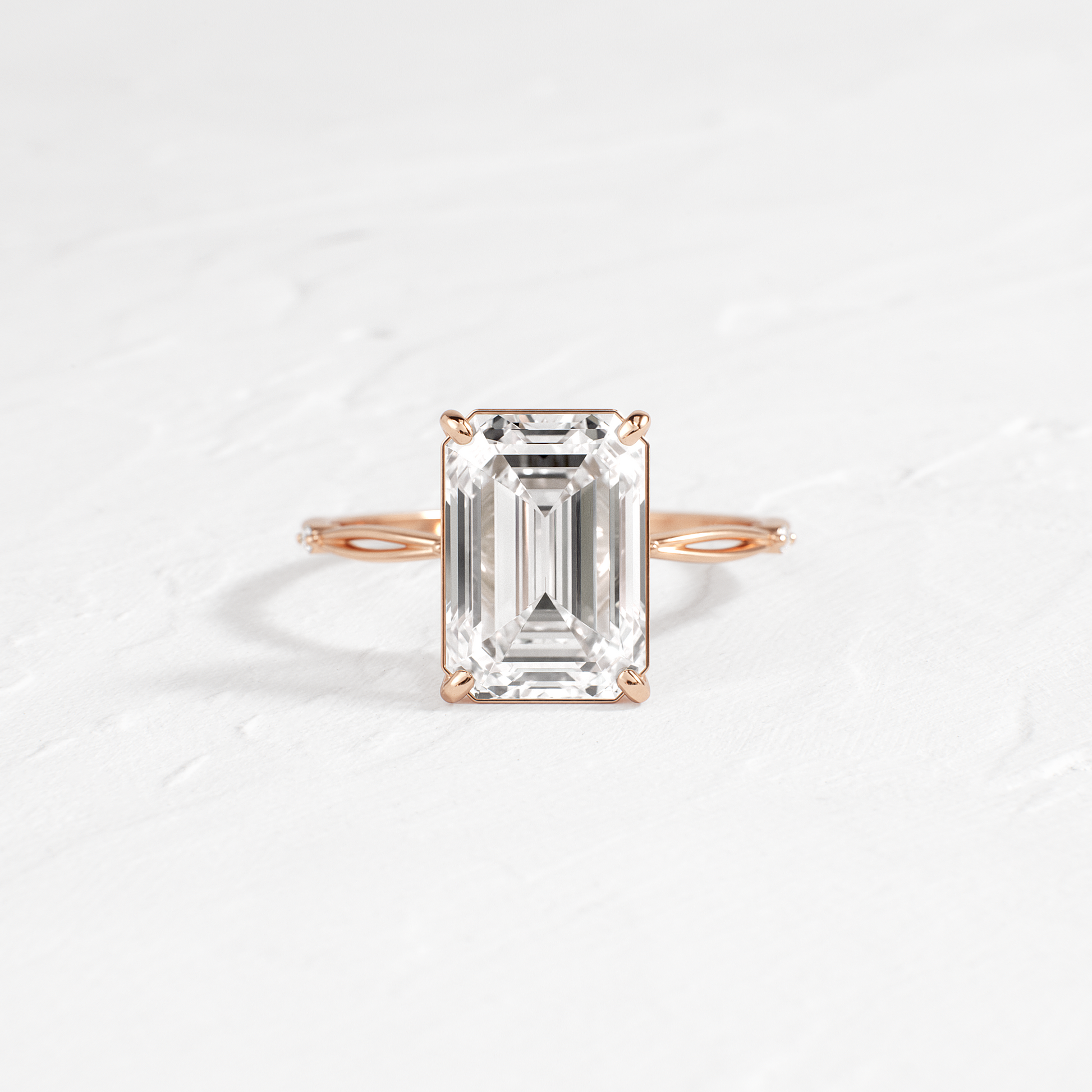 Criss Cross-Emerald Lab Grown Diamond Engagement Ring