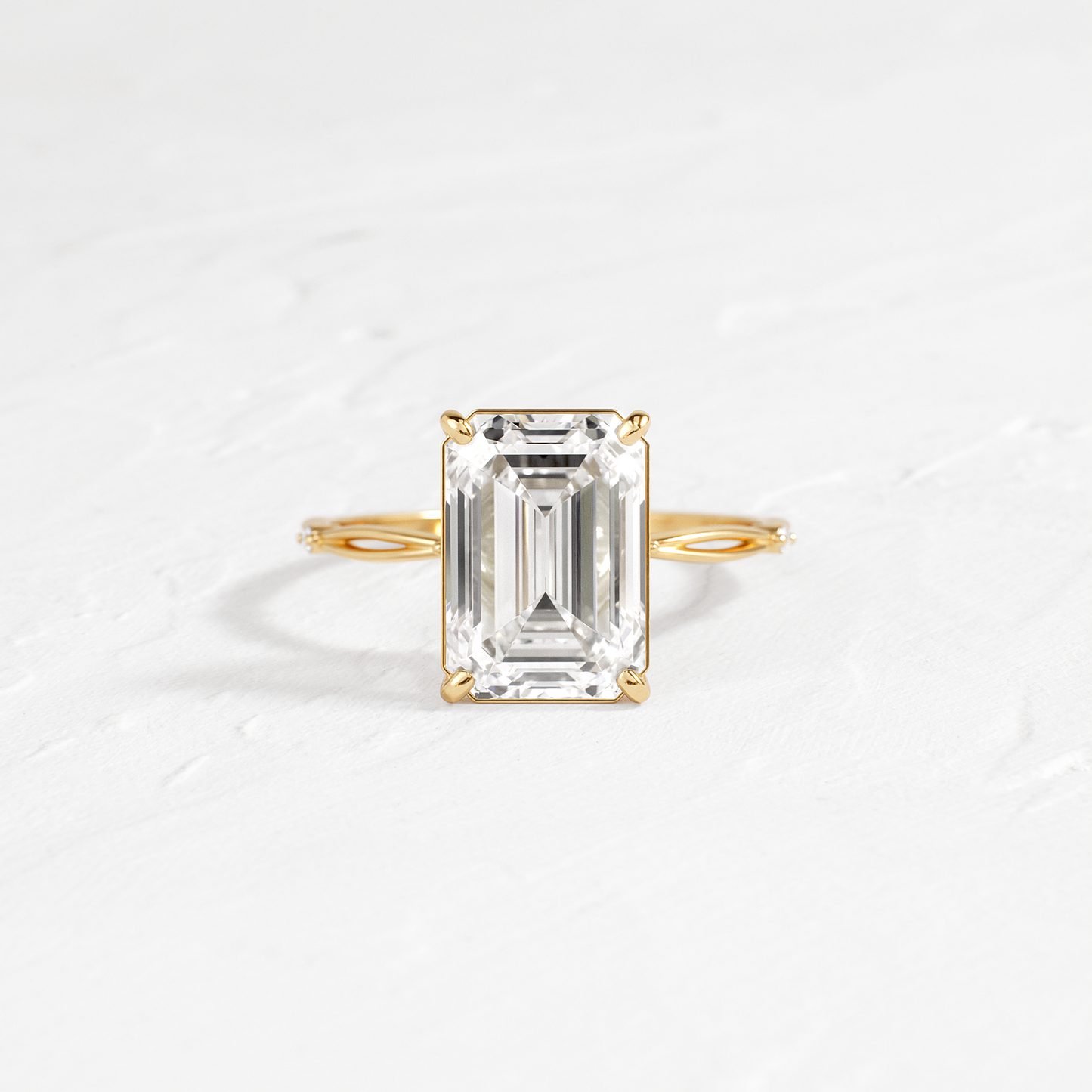 Criss Cross-Emerald Lab Grown Diamond Engagement Ring