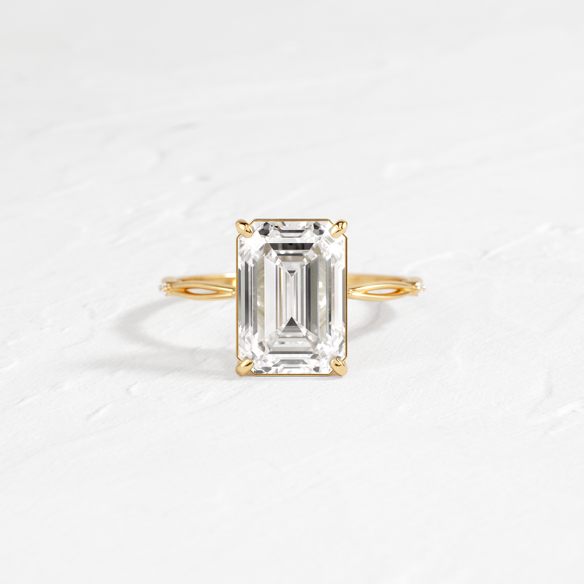 Criss Cross-Emerald Lab Grown Diamond Engagement Ring