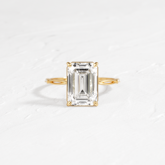 Criss Cross-Emerald Lab Grown Diamond Engagement Ring