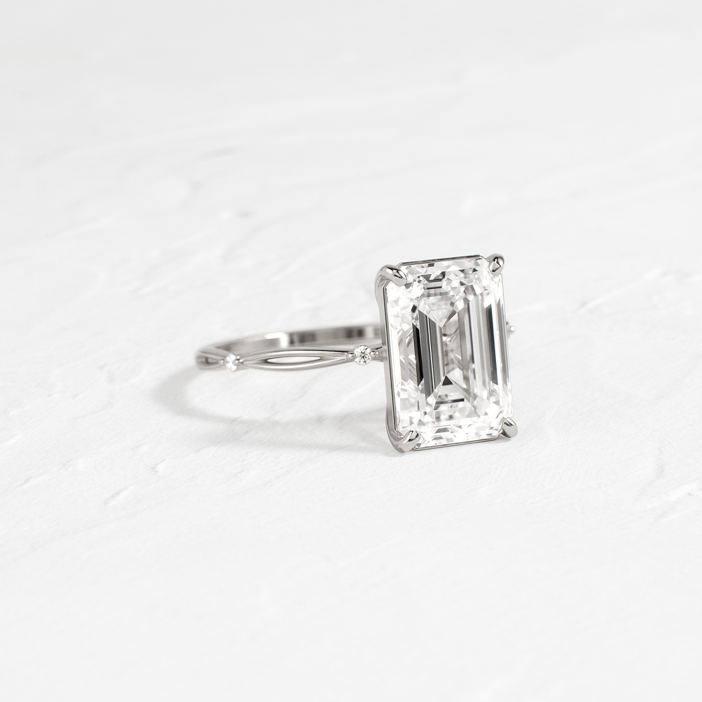 Criss Cross-Emerald Lab Grown Diamond Engagement Ring