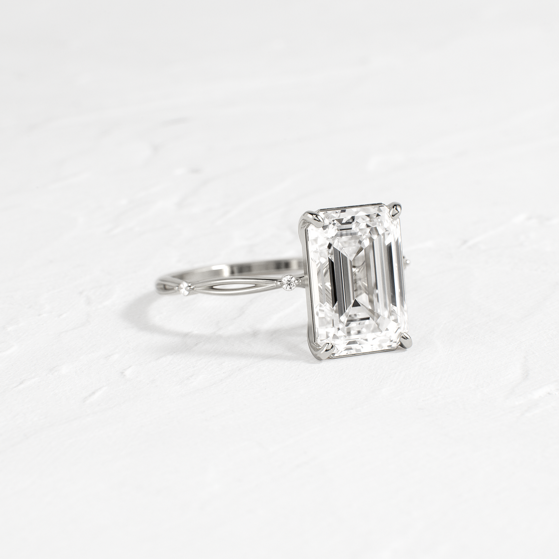 Criss Cross-Emerald Lab Grown Diamond Engagement Ring
