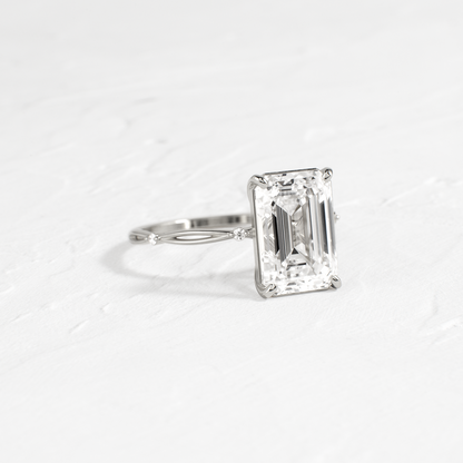 Criss Cross-Emerald Lab Grown Diamond Engagement Ring