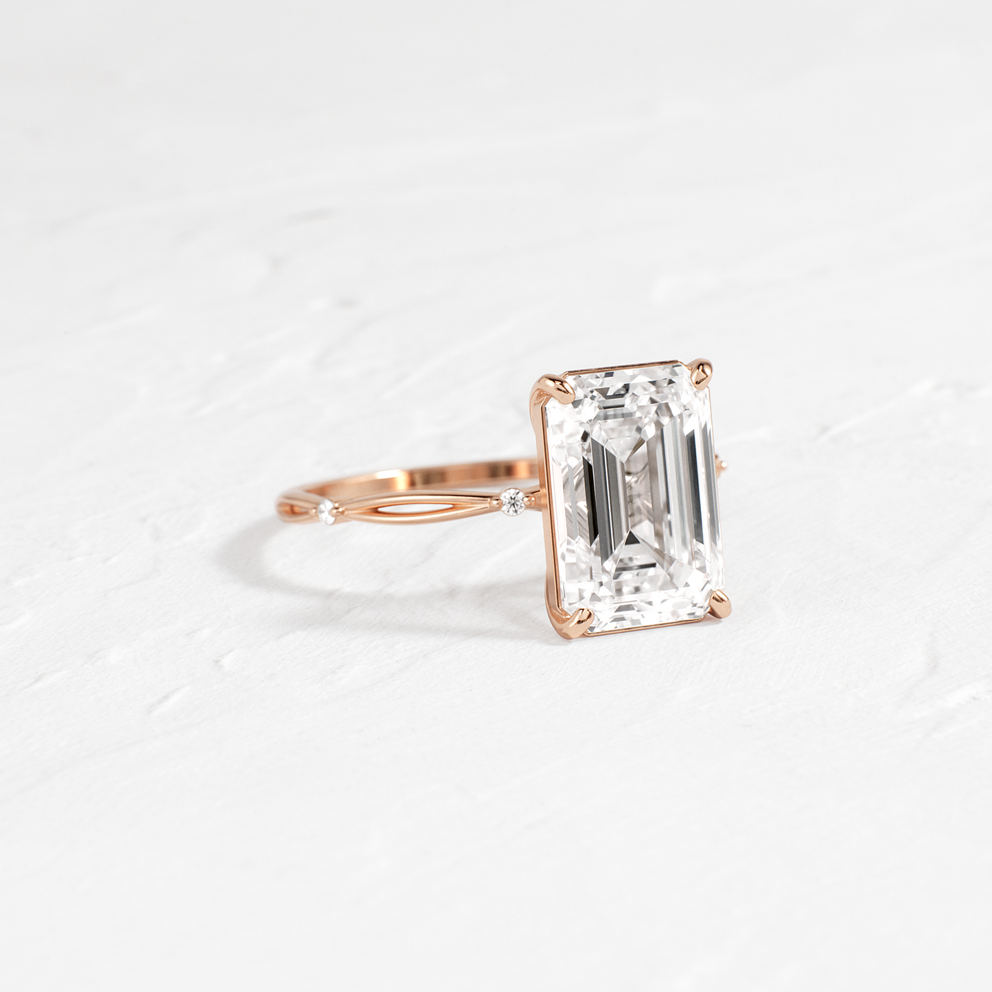 Criss Cross-Emerald Lab Grown Diamond Engagement Ring