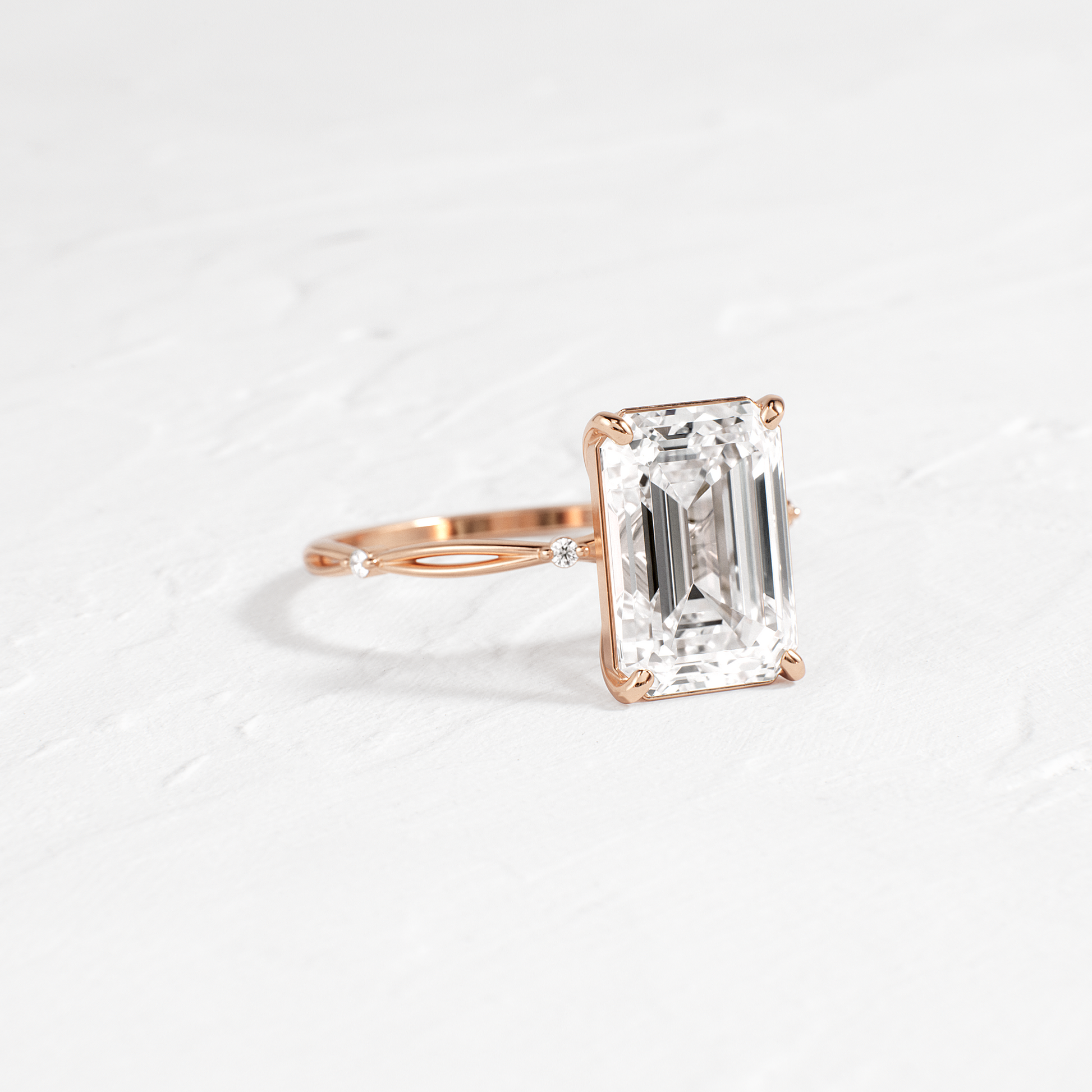 Criss Cross-Emerald Lab Grown Diamond Engagement Ring