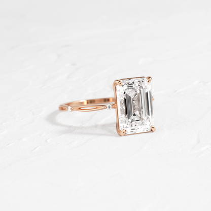 Criss Cross-Emerald Lab Grown Diamond Engagement Ring