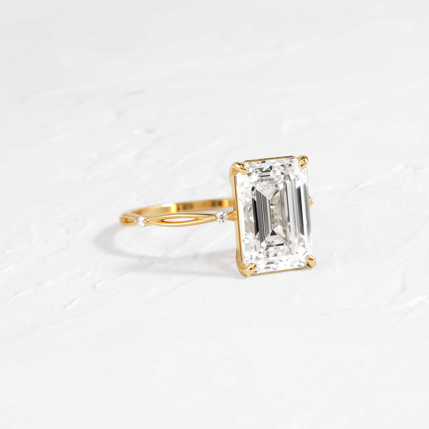 Criss Cross-Emerald Lab Grown Diamond Engagement Ring