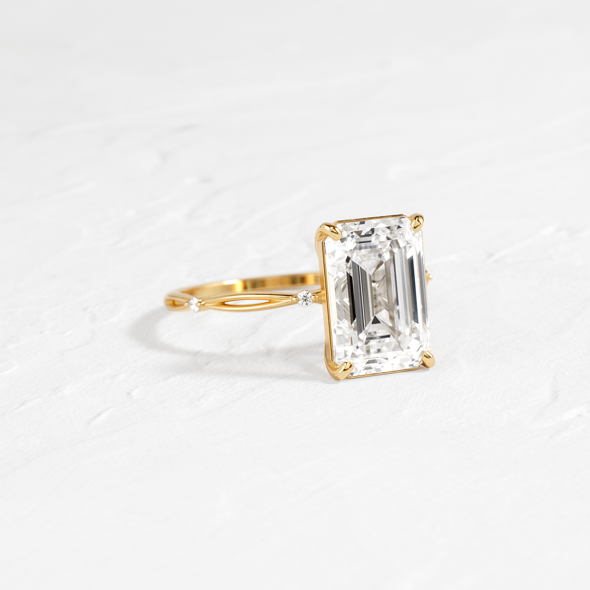 Criss Cross-Emerald Lab Grown Diamond Engagement Ring