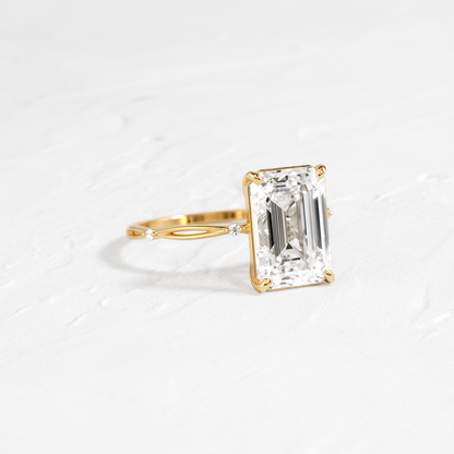 Criss Cross-Emerald Lab Grown Diamond Engagement Ring