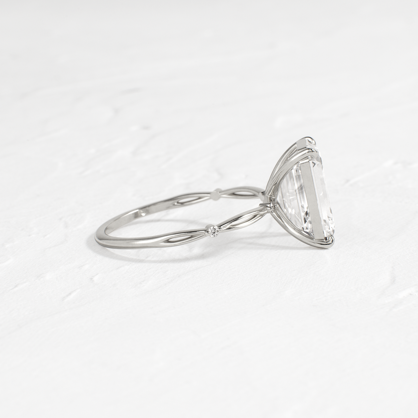 Criss Cross-Emerald Lab Grown Diamond Engagement Ring