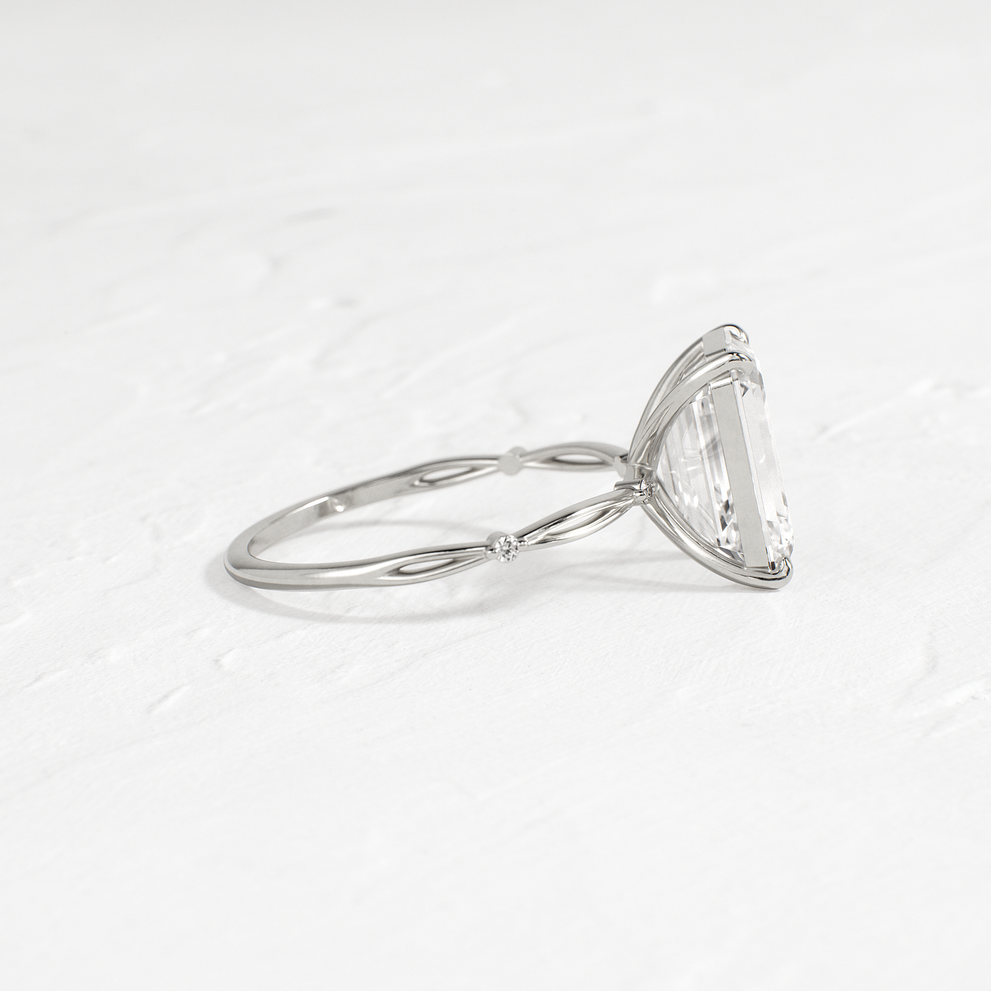 Criss Cross-Emerald Lab Grown Diamond Engagement Ring