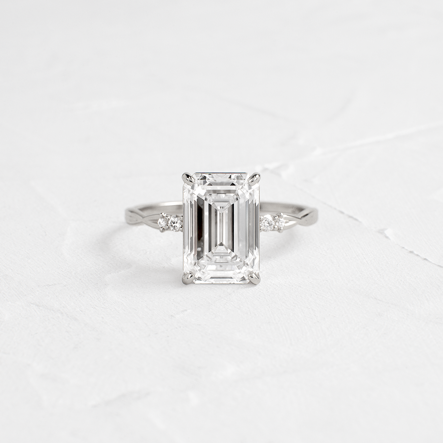 Criss Cross-Emerald Lab Grown Diamond Engagement Ring